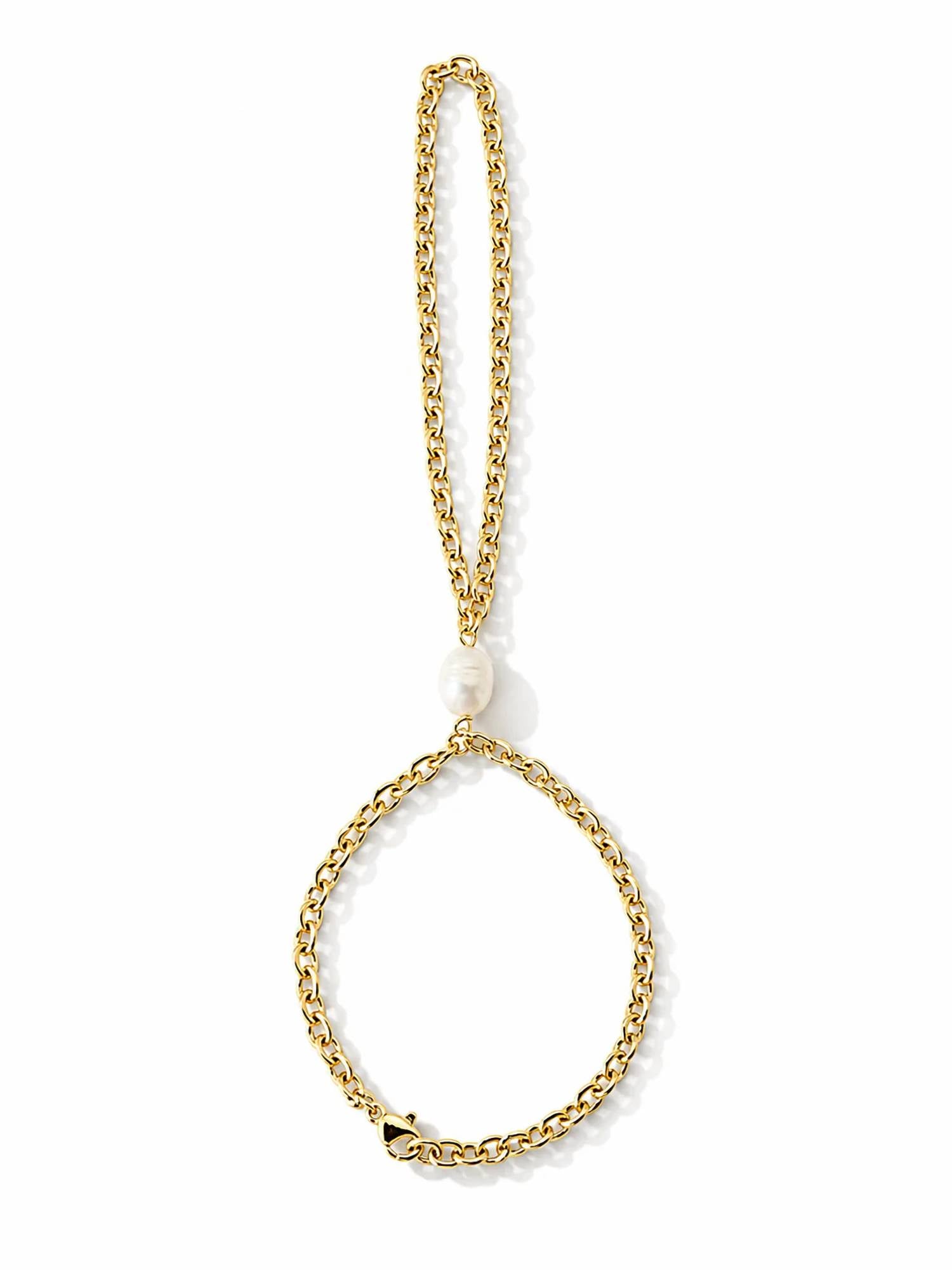 Eklexic - Women's Preya Pearl Hand Chain Bracelet