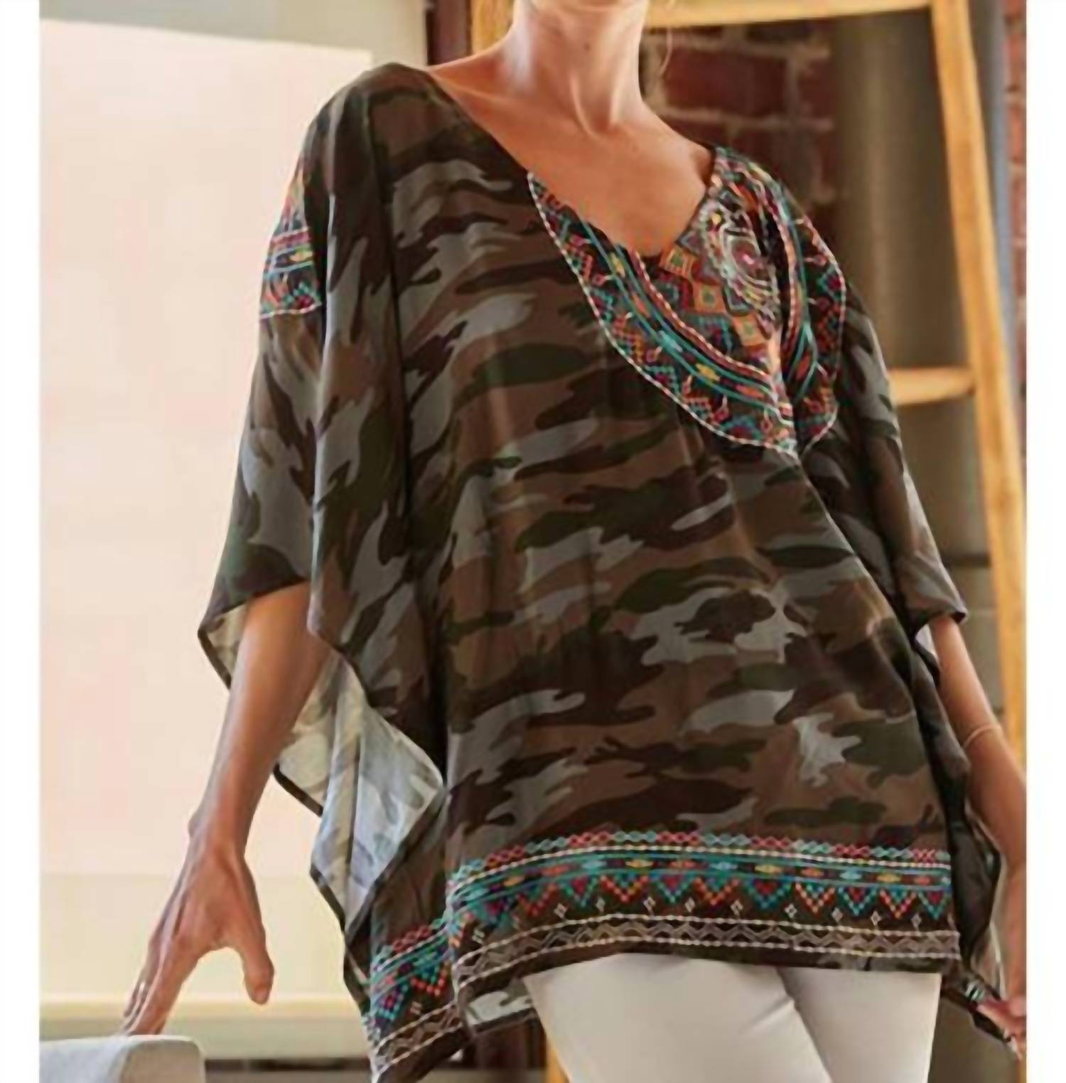 Savannah Jane - Camo Embriodered Pocho Top