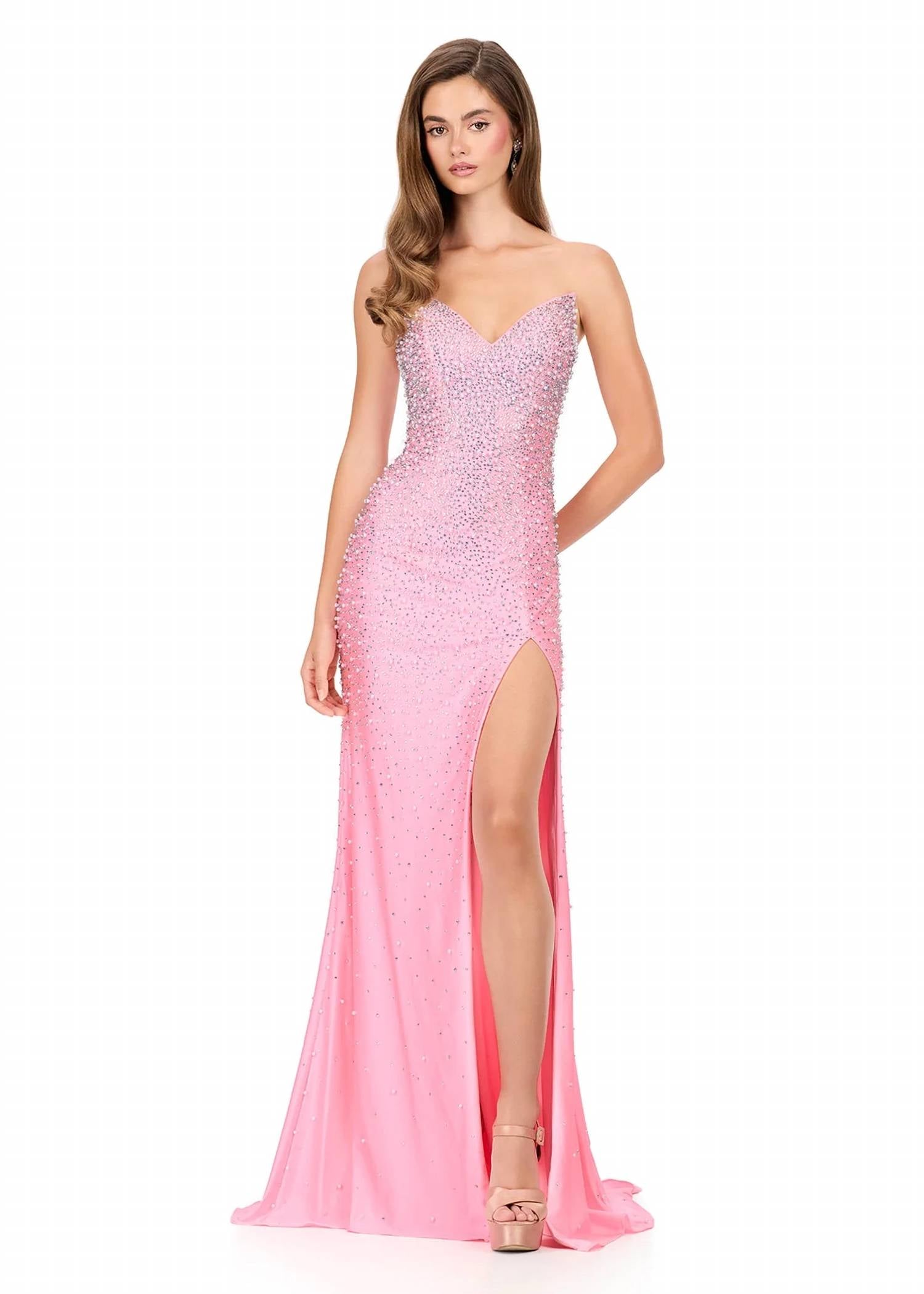 Ashleylauren - Stapless Fitted Embellished Gown