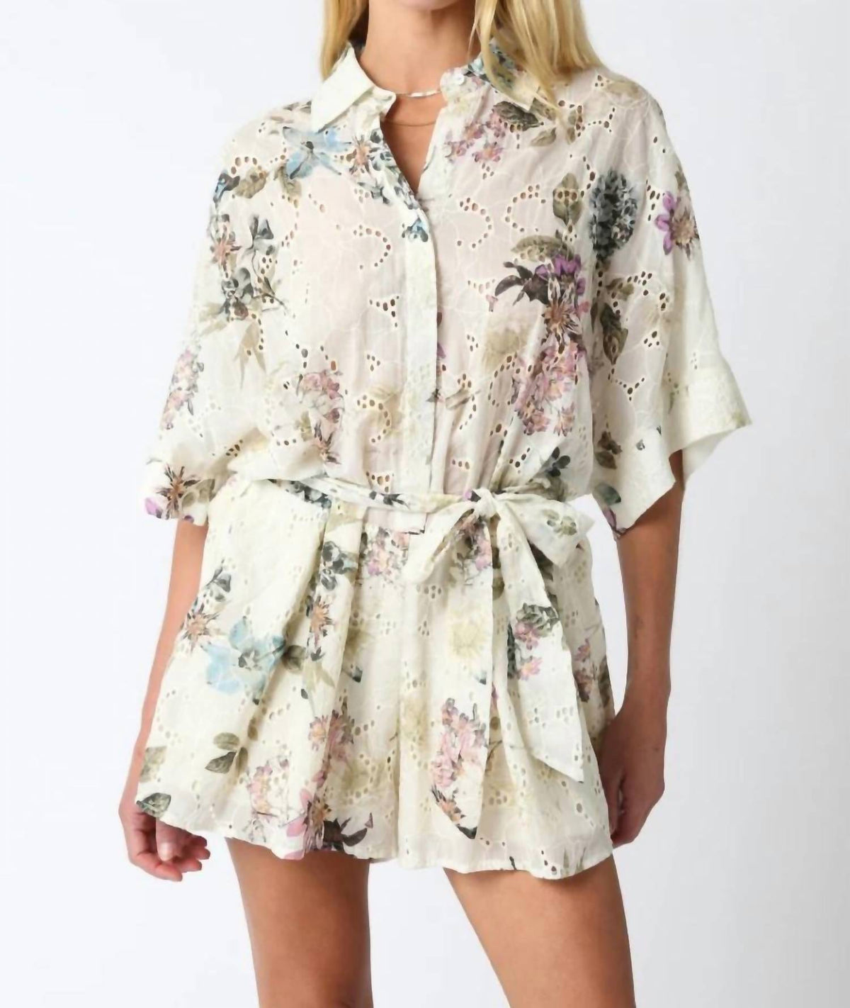 Olivaceous - Women's Floral Romper
