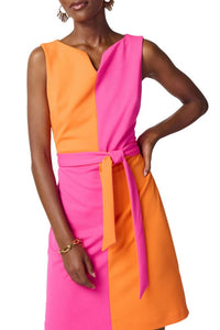 Joseph Ribkoff Color Block Mini Dress in ultra pink mandarin - women's dress - view 4