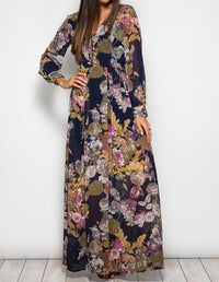 She + Sky - Long Sleeve Floral Maxi Dress