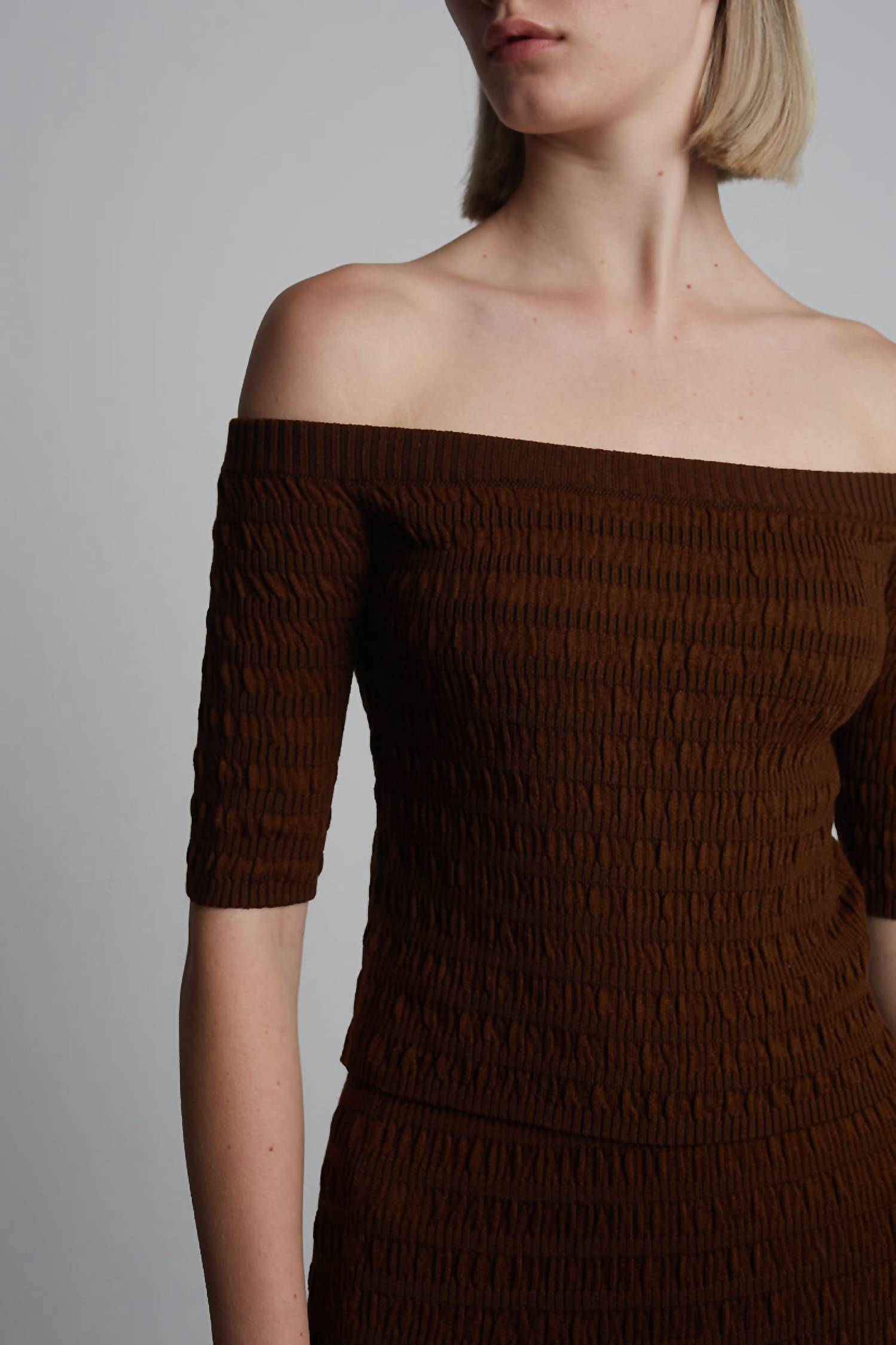 Eleven Six - Off Shoulder Cropped Sweater Top