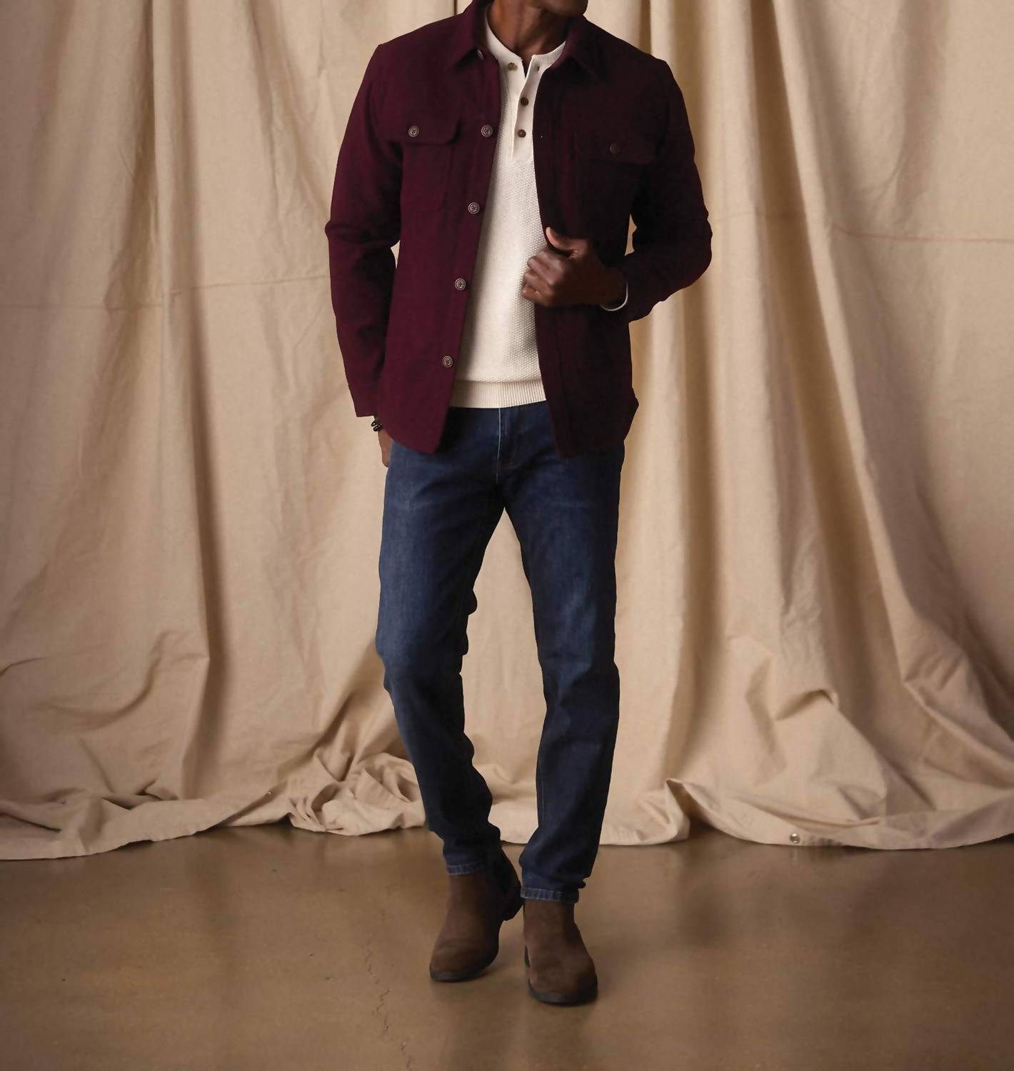 The Normal Brand Brightside Flannel Lined Jacket in port wine - men's jacket