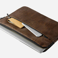 Corkor Unisex Laptop Sleeve With Pocket in brown - women's bag - detail view