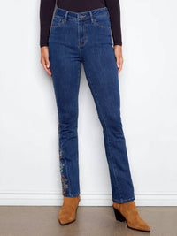 Charlie B - Floral Embroidery Bootcut Jean