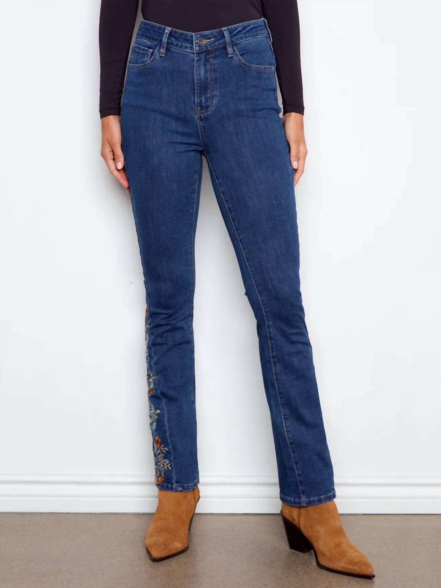 Charlie B - Floral Embroidery Bootcut Jean