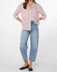 Velvet Heart Talma Stripe Shirt in red pepper stripe - women's shirt - view 4