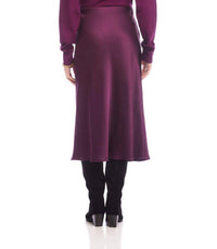 Karen Kane Satin Bias Cut Midi Skirt in eggplant - women's skirt - alternate view