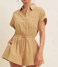 In February - Twill Button Down Romper