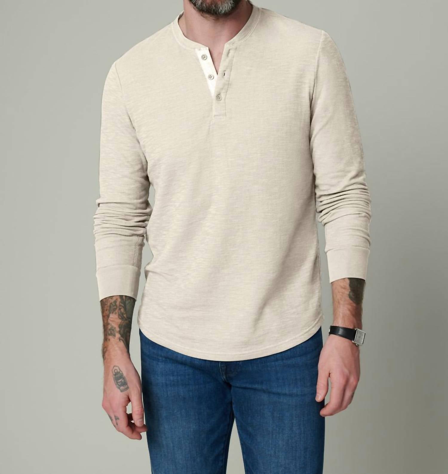 Joe'S Jeans - Dwight Double-face Henley Long Sleeve Sweatshirt