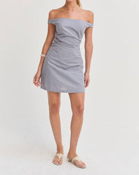 CRESCENT Cierra Asymmetrical Mini Dress in blue gray - women's dress - view 4