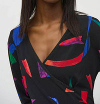 Joseph Ribkoff - Solange Silky Knit Abstract Print Wrap Top