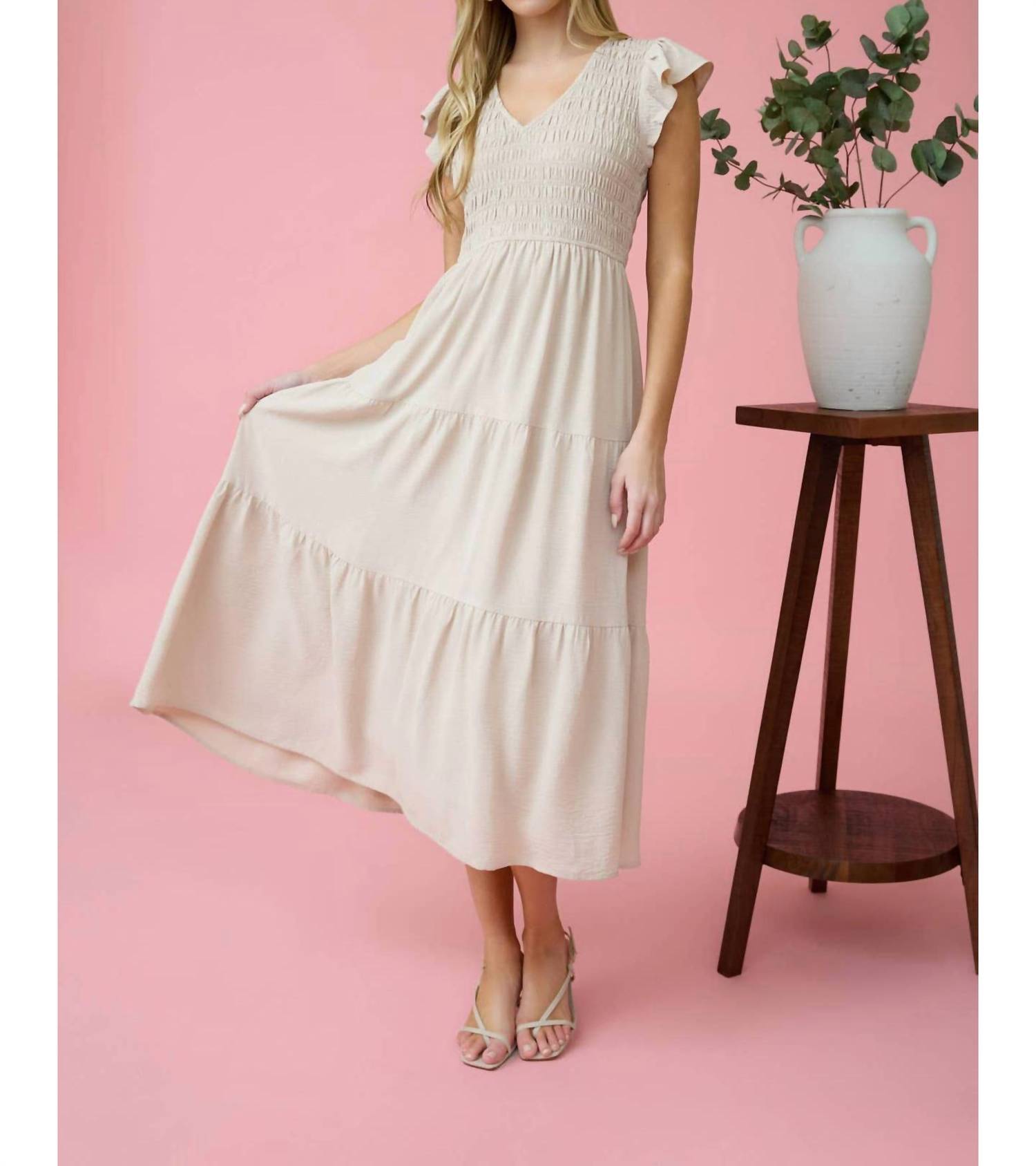 Blu Pepper - Flutter Sleeve Maxi Dress