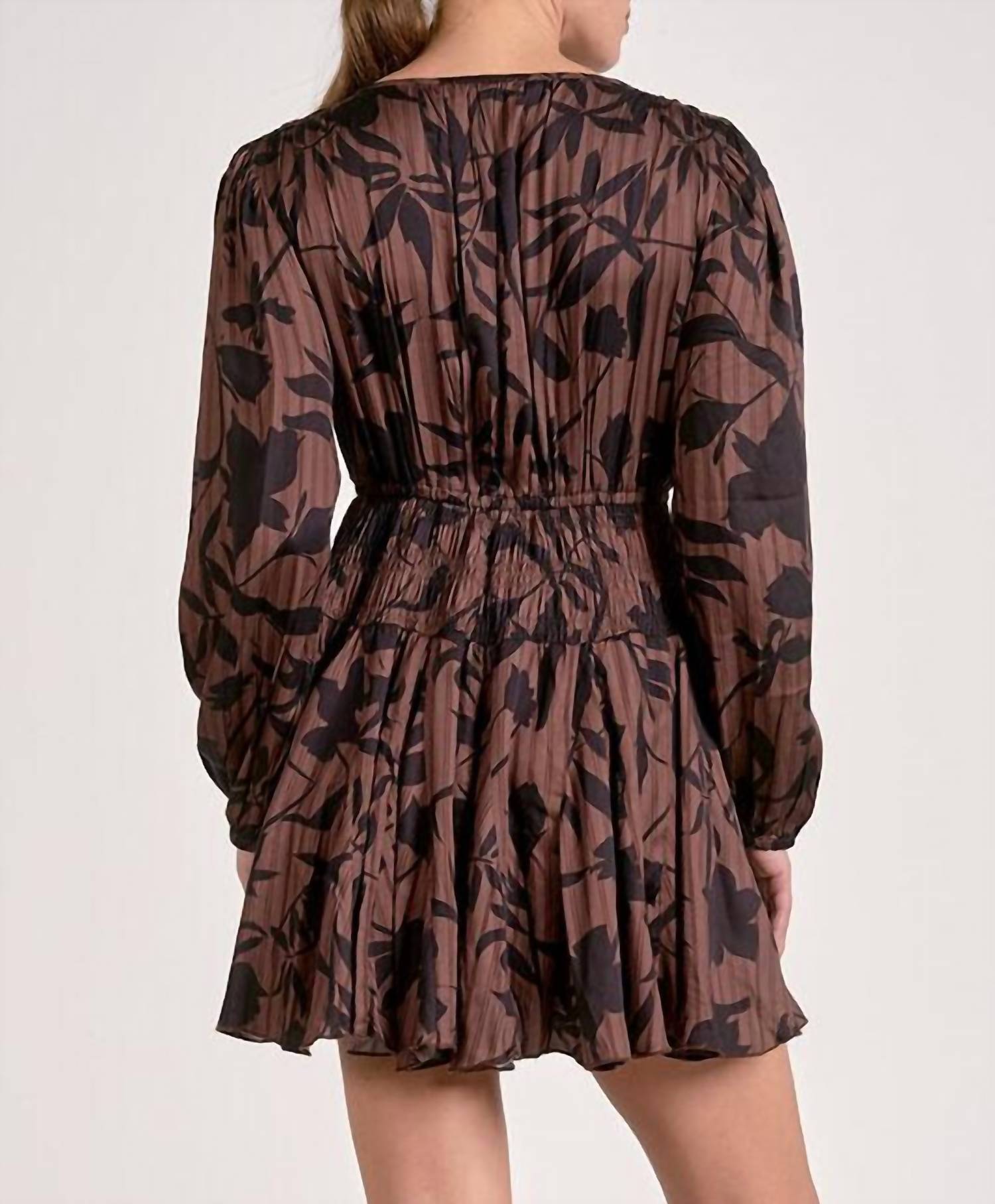 Elan - Long Sleeve V-neck Mini Dress