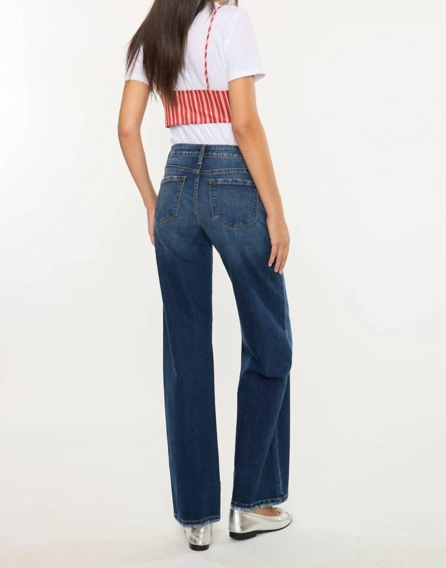 KanCan Mid Rise Wide Leg Jeans in dark wash 1 - women's jeans - view 6