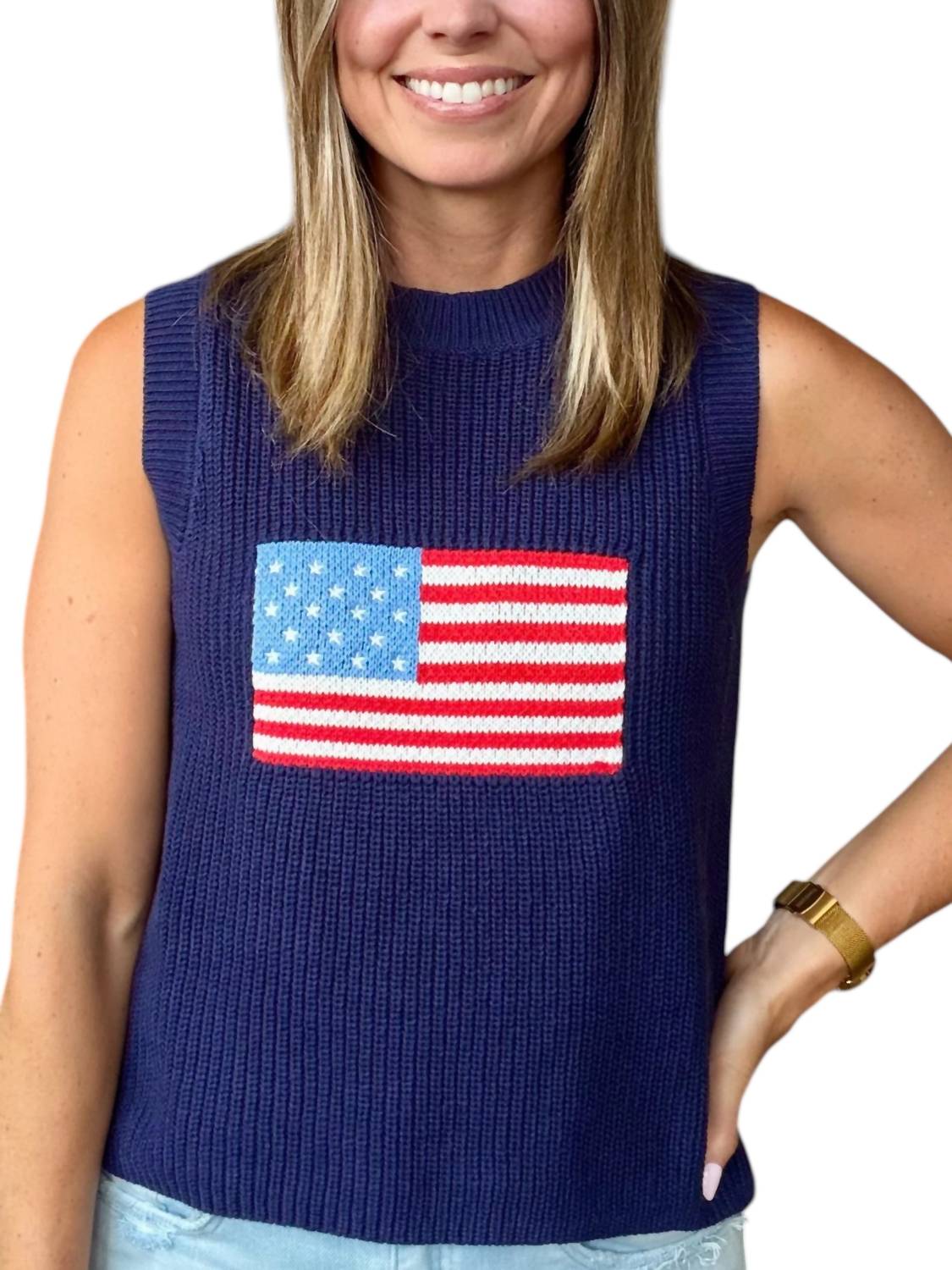 Buttermelon - Flag Print Knitted Sleeveless Sweater