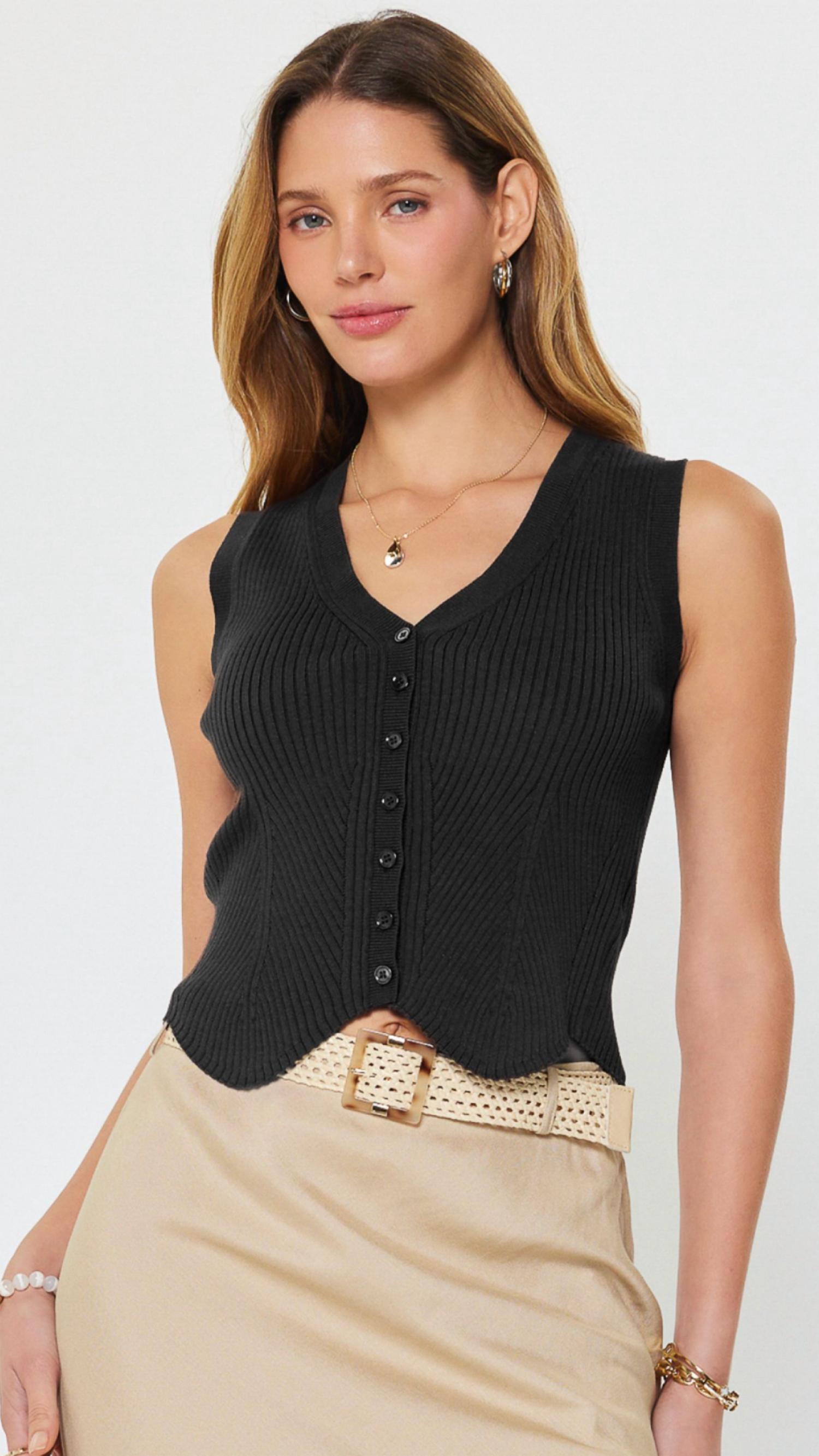 Current Air - Sleeveless Ribbed Knit Vest