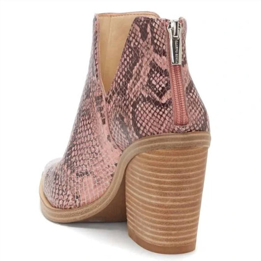 Vince Camuto - Women's Gigietta Snake Print Leather Ankle Boots