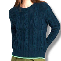 KERRI ROSENTHAL Maxwork Cable Pullover Sweater in ocean - women's sweater