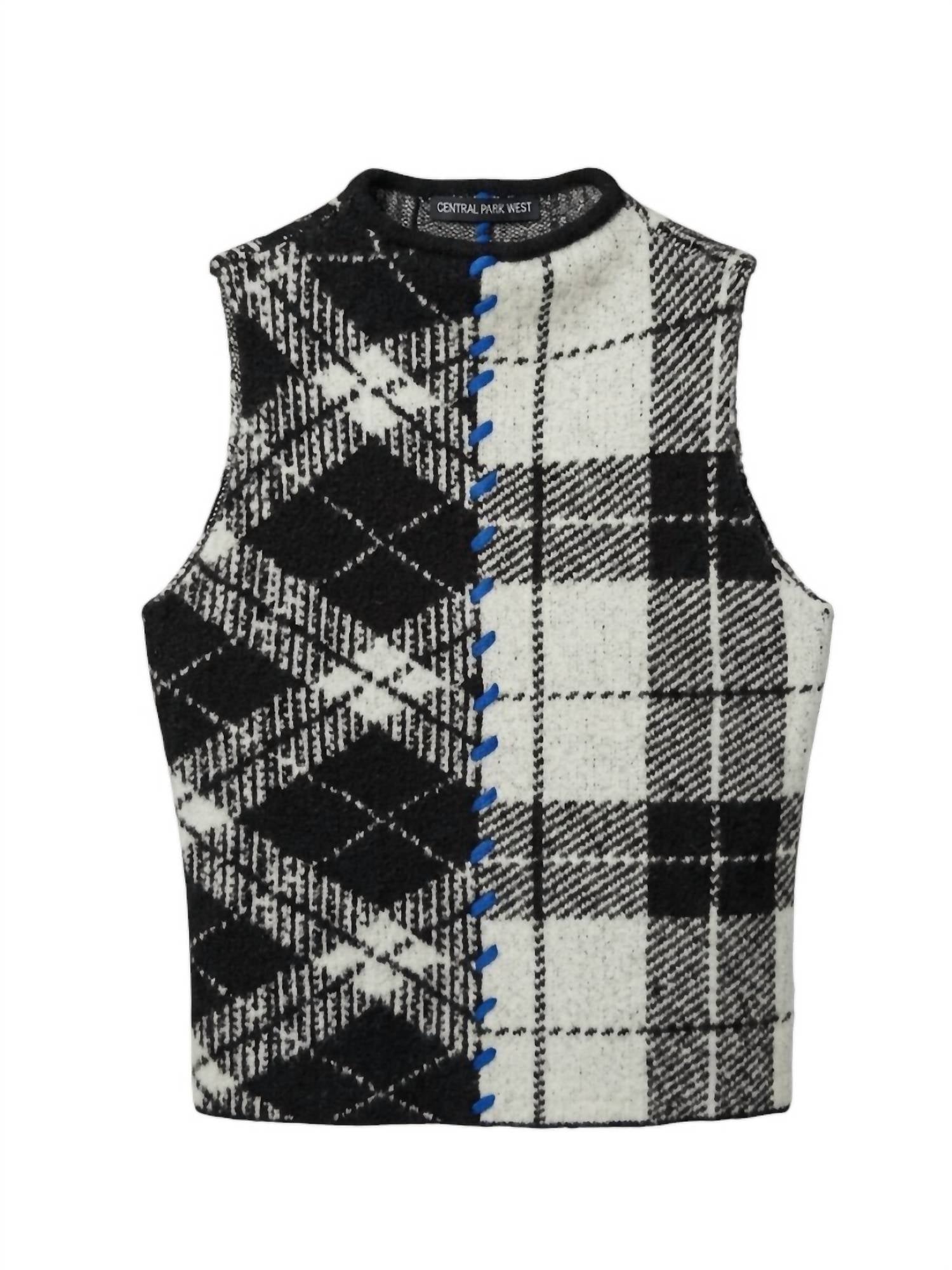Central Park West - Plaid Sleeveless Mock Neck Top