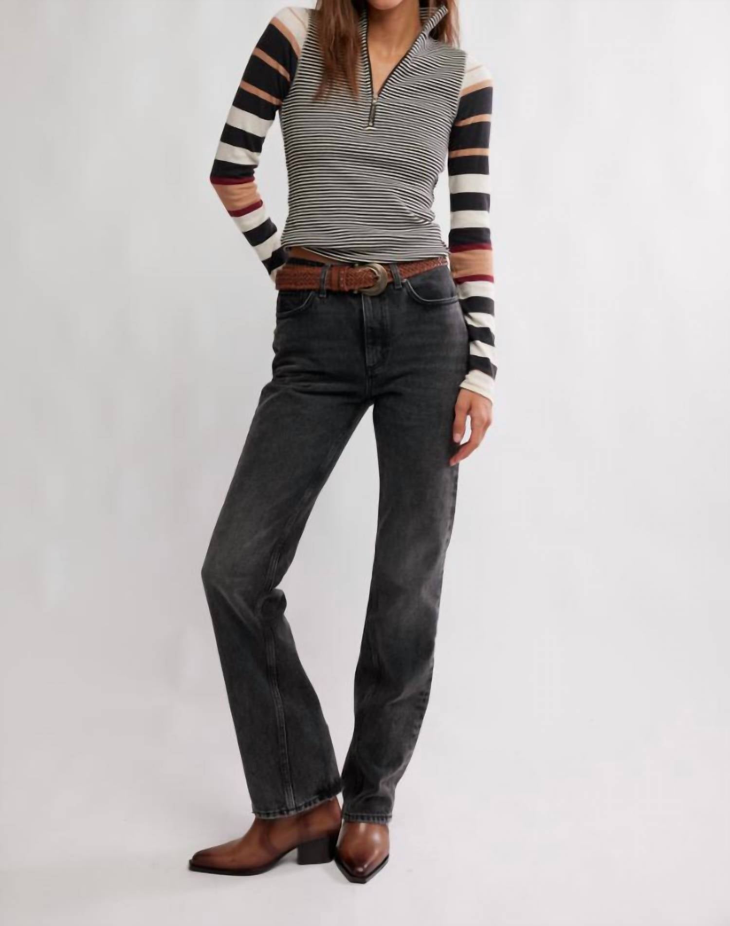 Free People - Alexandria Striped Zip Top