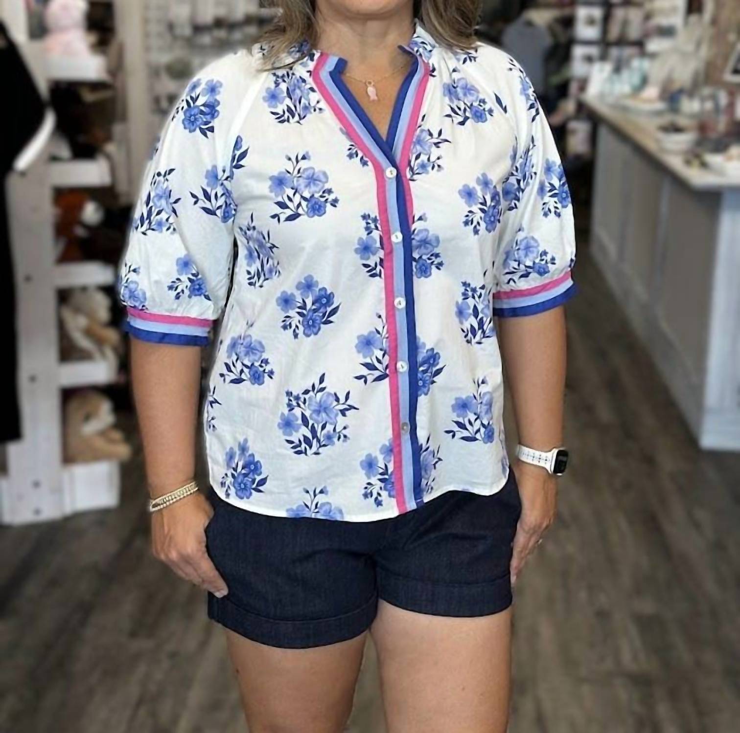 Thml - Button Down Floral Print Top