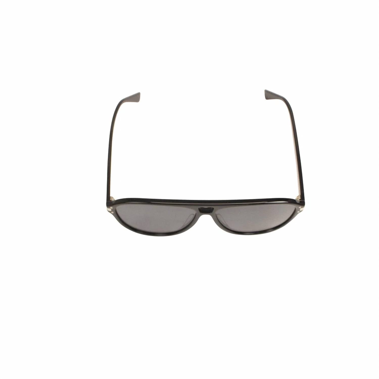 Amiri Unisex Aviator Logo Sunglasses in black silver - women's accessory - detail view