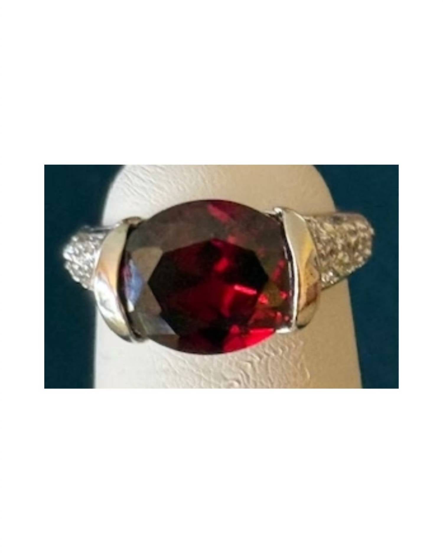 P & K Jewelry Women's Sterling Cubic Zirconia Pave Ring in red silver - women's jewelry