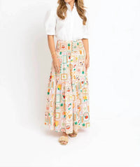 Karlie - Women's Fruit Basket Smock Waist Skirt