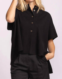 PINK MARTINI Melrose Mock Neck Button-up Sweater in black - women's sweater - alternate view