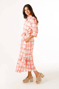 HOLLY SHAE Design Catherine Dress in painted plaid pink - women's dress - alternate view