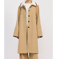 En Saison Marleigh Long Car Coat in khaki 1 - women's jacket - view 4