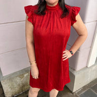 Voy - Suede Ruffle Sleeve Dress