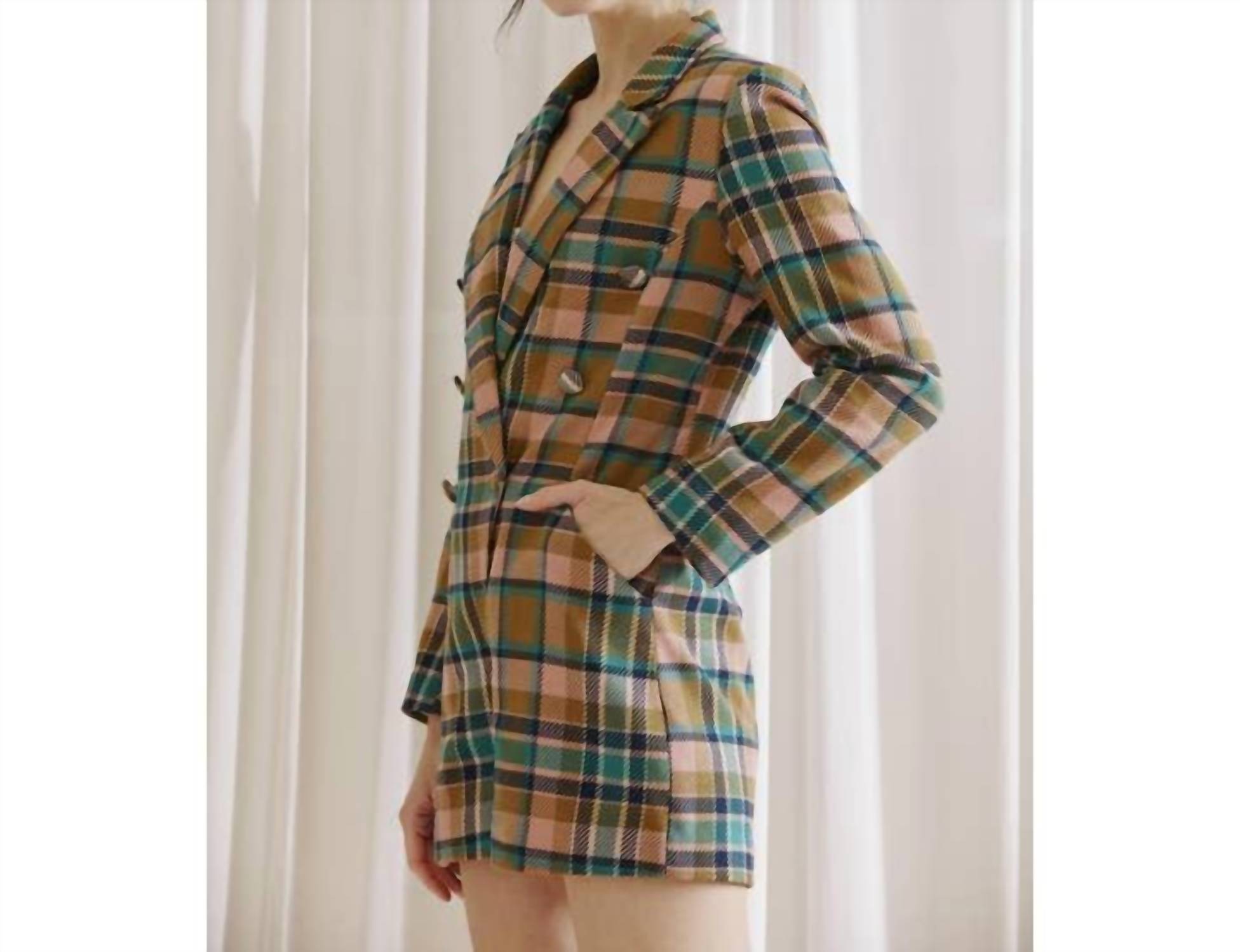 Mable - Women's Plaid Blazer Romper