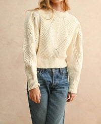 Miou Muse - Sweet Creams Puff Shoulder Sweater