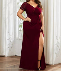Ever-Pretty - Front Slit Short Sleeve With Sequin Mother Of The Bride Dress