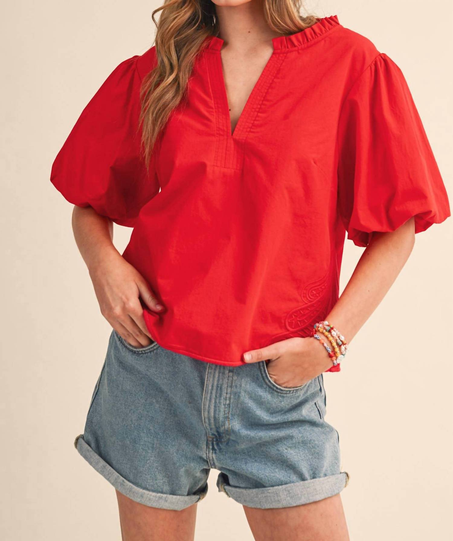 &Merci - Crush Puff Sleeve Blouse