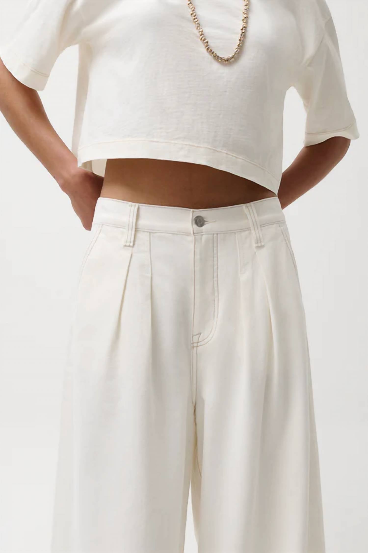 Pistola - Delphine Pleated Denim Wide Leg Pant