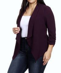 Moa - Open Front Waist Length Blazer Cardigan