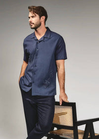 7Diamonds - Men's Marco Embroidered Linen Camp Shirt