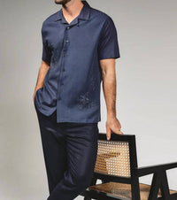 7Diamonds - Men's Marco Embroidered Linen Camp Shirt