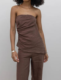 Collective - Draped Strapless Linen Top