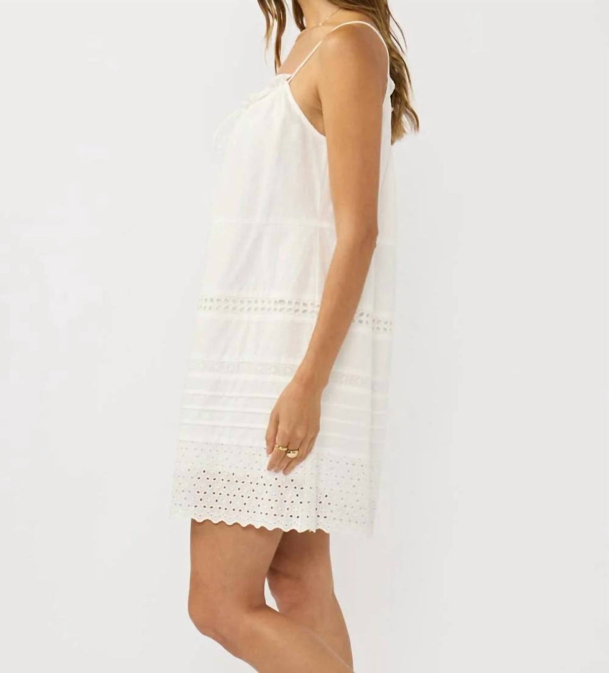 Lovestitch - Eyelet Pintuck Mini Dress