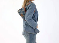 Wrangler Aztec Studded Denim Shoulder Bag with Mini Pouch in jean - women's bag - detail view