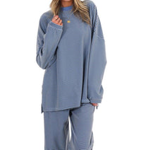 Things Between Homebody Stripe Fleece Top in blue - women's sweater - view 5