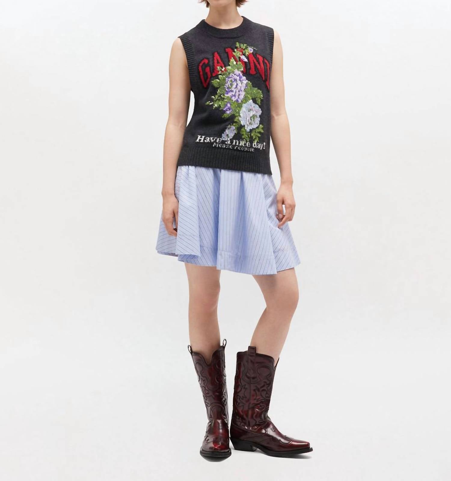 Ganni - Cotton Mini Circle Skirt
