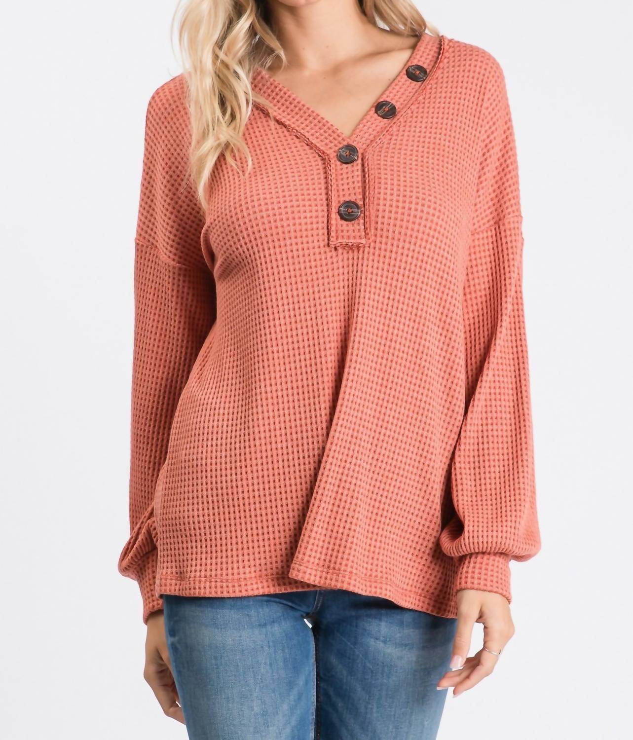 Hailey & Co - Long Sleeve Waffle Top
