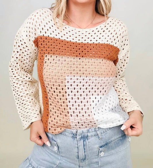 Davi & Dani - Color Blocked Knit Top