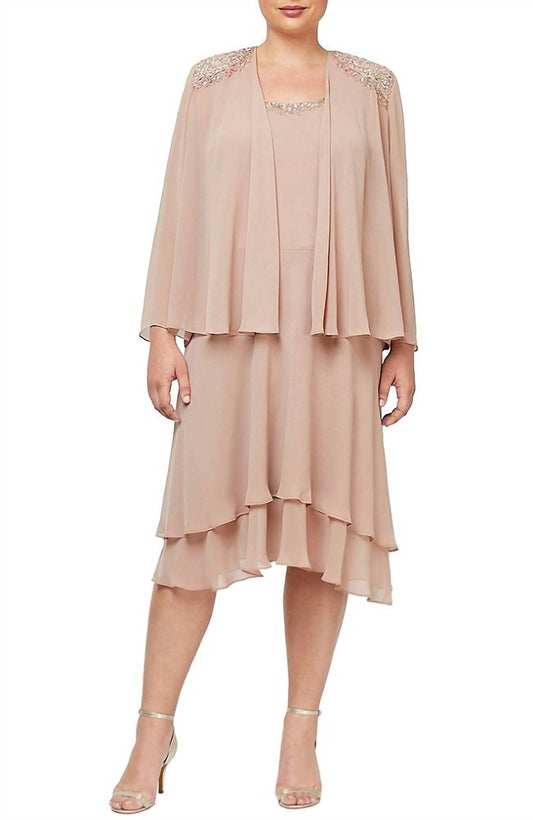 Sequin Shoulder Tiered Jacket Dress